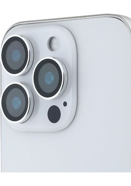 Apple iPhone 15 Pro Guess Lisanslı Metal Kamera Lens Koruyucu Gümüş