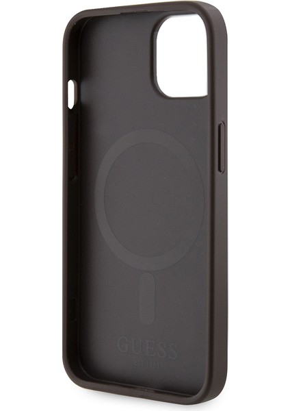 Apple iPhone 14 Kılıf Guess Lisanslı Magsafe Şarj Özellikli 4g Şerit Tasarımlı Printed Kapak Kahverengi fırsatları