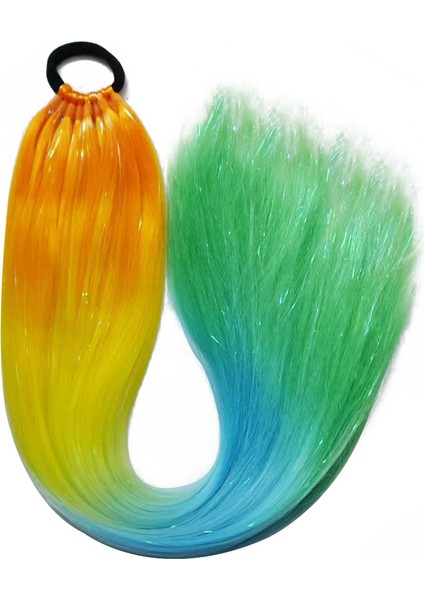 9 Adet Renkli Lazer Ipek Sıcak Kız Peruk 65 cm Uzunluğunda (Yurt Dışından)