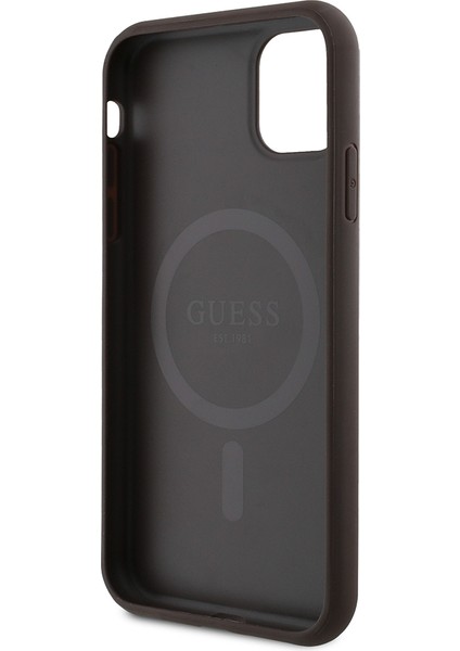 iPhone 11 Kılıf Guess Orjinal Lisanslı Magsafe Uyumlu 4g Desen Yazı Logolu Kapak Kahverengi indirimleri