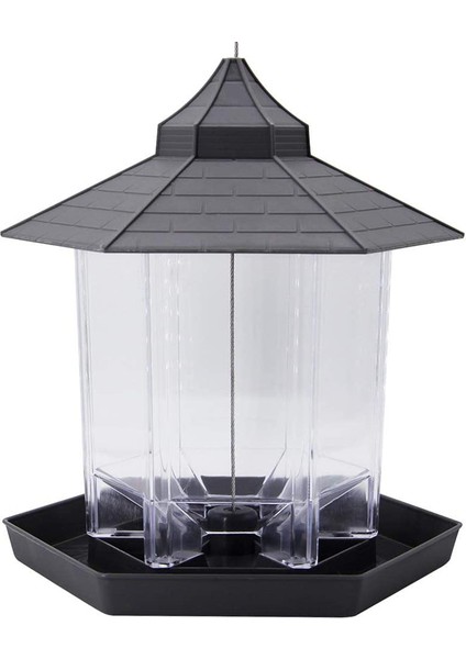 Panorama Kuş Yemliği, Bahçe Dekorasyonu Için Çatı Askılı Altıgen Şekilli Kuş Yemliği (Gri) (Yurt Dışından)