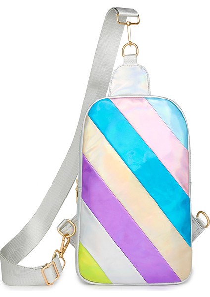 Kadın Renkli Gökkuşağı Dikişli Çapraz Omuz Omuz Göğüs Çantası (Yurt Dışından)
