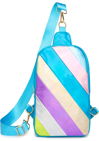 Kadın Renkli Gökkuşağı Dikişli Çapraz Omuz Omuz Göğüs Çantası (Yurt Dışından)