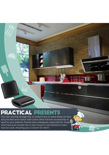 Airfryer Izgara Tavası Airfryer Parçaları Için 16 Adet Yedek Kauçuk Tamponlar Çizilmez Koruyucu Kılıflar Mutfak Pişirme (Yurt Dışından)