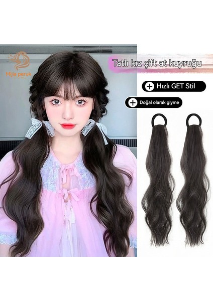 Kadın Peruk At Kuyruğu Örgüler Lastik Bantlı Peruk (Yurt Dışından) modelleri
