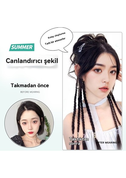 Bayanlar 58CM Yaz Serin ve Kabarık Doğal Çiçek Peruk Örgü (Yurt Dışından) indirimleri