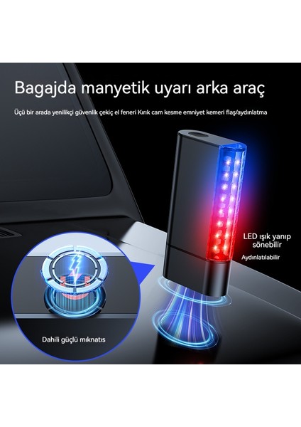 Çok Fonksiyonlu Acil Durum Üçü Bir Arada Araç Emniyet Çekiç El Feneri Pencere Kırıcı (Yurt Dışından)