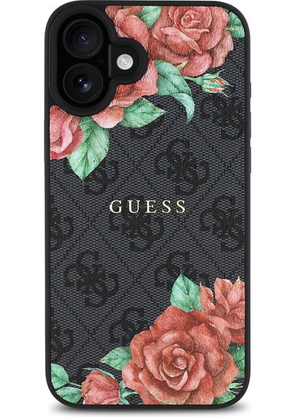Apple iPhone 16 Kılıf Guess Lisanslı Magsafe Şarj Özellikli Gül Baskılı 4g Desenli Yazı Logolu Kapak Siyah fiyatları