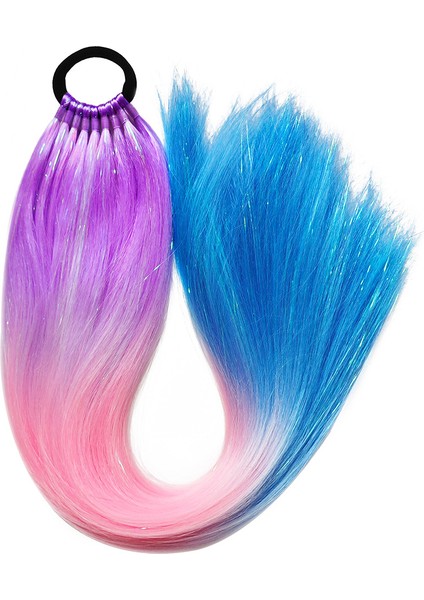 9 Adet Renkli Lazer Ipek Sıcak Kız Peruk 65 cm Uzunluğunda (Yurt Dışından)