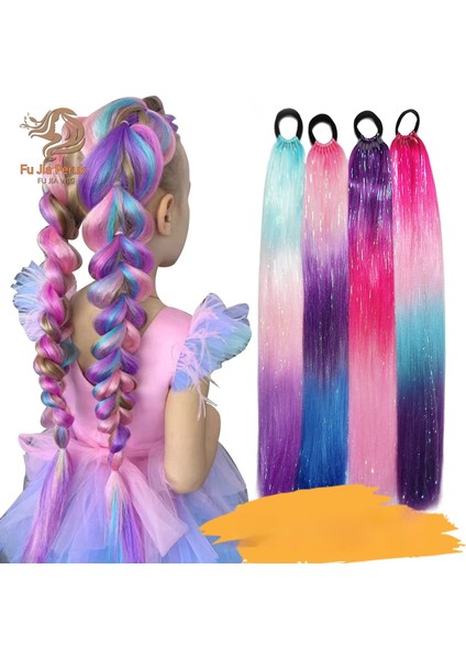 9 Adet Renkli Lazer Ipek Sıcak Kız Peruk 65 cm Uzunluğunda (Yurt Dışından) fiyatları