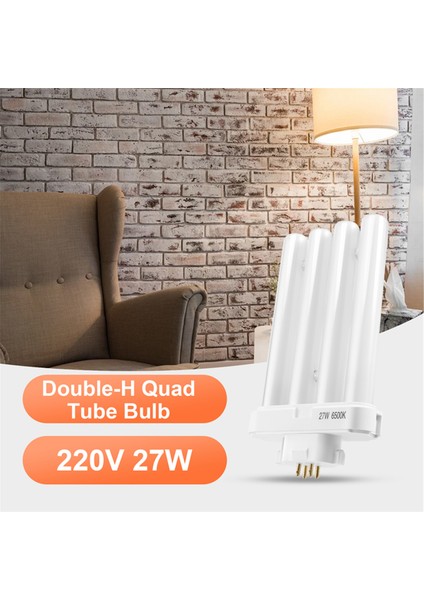 220V 27W 4 Pin Sıralı 6500K Çift-H Dörtlü Tüp Kompakt Floresan Lamba Ampulü (Yurt Dışından)