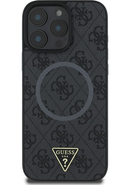 Apple iPhone 16 Pro Kılıf Guess Lisanslı Magsafe Şarj Özellikli Pu Üçgen Logo 4g Desenli Kapak Siyah fiyatları