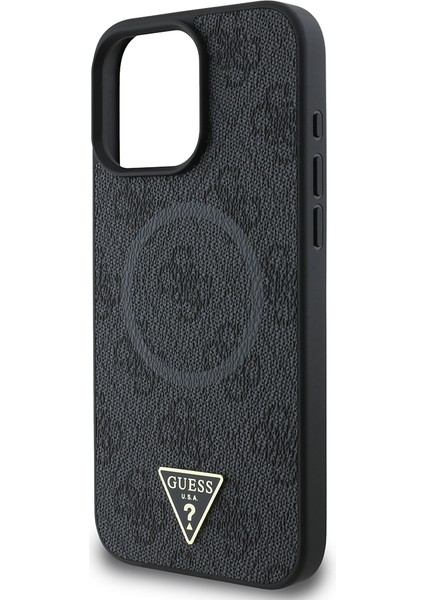 Apple iPhone 16 Pro Kılıf Guess Lisanslı Magsafe Şarj Özellikli Pu Üçgen Logo 4g Desenli Kapak Siyah fırsatları