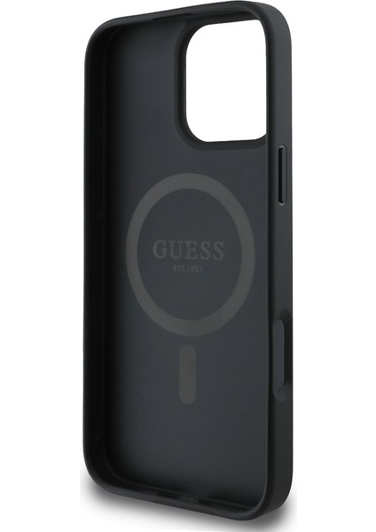 Apple iPhone 16 Pro Kılıf Guess Lisanslı Magsafe Şarj Özellikli Pu Üçgen Logo 4g Desenli Kapak Siyah indirimleri