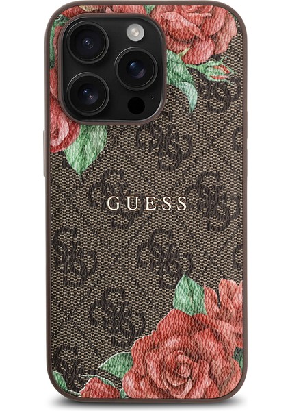 Apple iPhone 14 Pro Max Kılıf Guess Lisanslı Magsafe Uyumlu Gül Baskılı 4g Desenli Yazı Logolu Kahverengi fiyatları