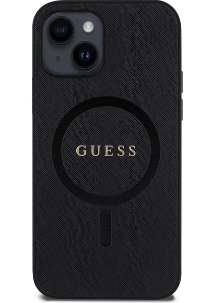 Apple iPhone 12 Kılıf Guess Lisanslı Magsafe Şarj Özellikli Yazı Logolu Saffiano Classic Kapak Siyah fiyatları