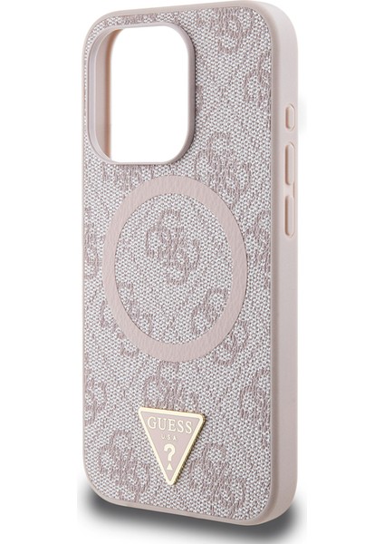 Apple iPhone 16 Pro Max Kılıf Guess Lisanslı Magsafe Şarj Özellikli Pu Üçgen Logo 4g Desenli Kapak Pembe fırsatları