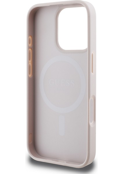 Apple iPhone 16 Pro Max Kılıf Guess Lisanslı Magsafe Şarj Özellikli Pu Üçgen Logo 4g Desenli Kapak Pembe indirimleri