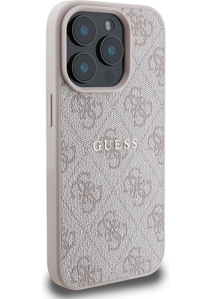 Apple iPhone 15 Pro Kılıf Guess Orjinal Lisanslı Magsafe Şarj Özellikli 4g Desen Yazı Logolu Kapak Pembe modelleri