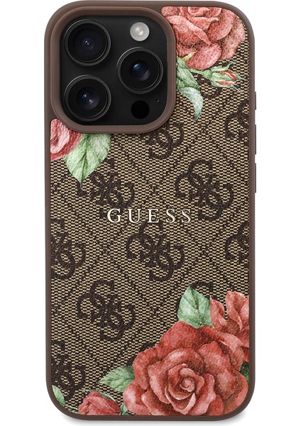 Apple iPhone 16 Pro Max Kılıf Guess Lisanslı Magsafe Uyumlu Gül Baskılı 4g Desenli Yazı Logolu Kahverengi fiyatları