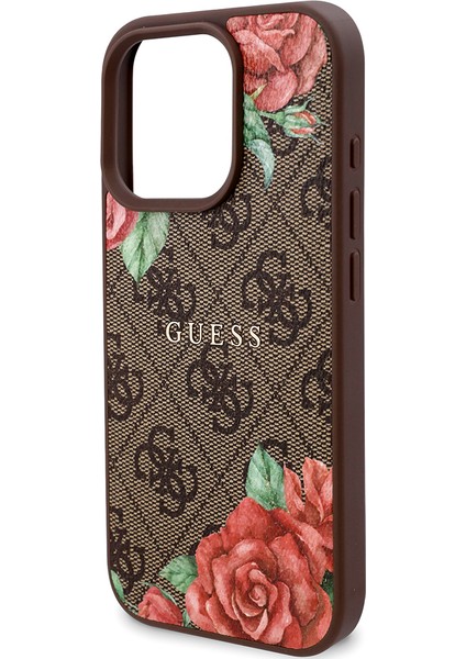 Apple iPhone 16 Pro Max Kılıf Guess Lisanslı Magsafe Uyumlu Gül Baskılı 4g Desenli Yazı Logolu Kahverengi fırsatları