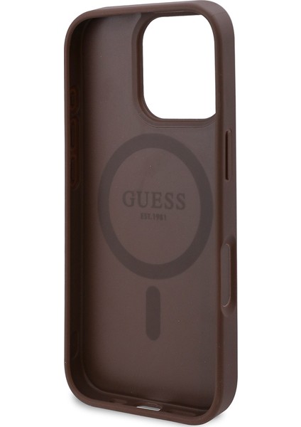 Apple iPhone 16 Pro Max Kılıf Guess Lisanslı Magsafe Uyumlu Gül Baskılı 4g Desenli Yazı Logolu Kahverengi indirimleri