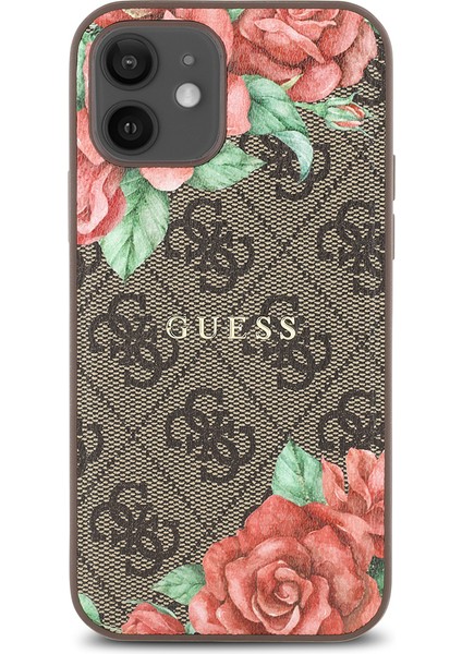 Apple iPhone 12 Kılıf Guess Lisanslı Magsafe Şarj Özellikli Gül Baskılı 4g Desenli Yazı Logolu Kahverengi fiyatları