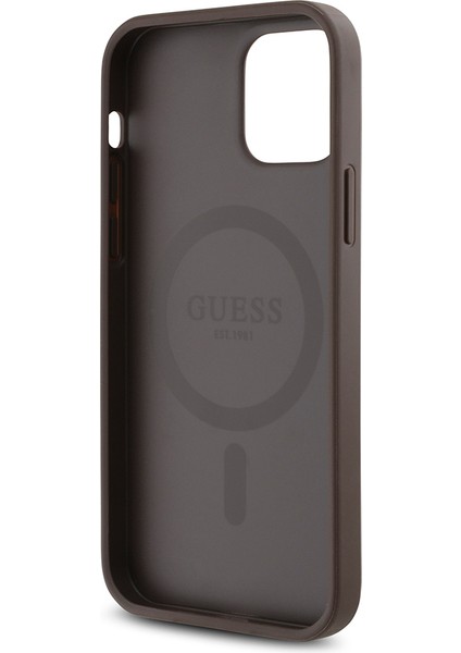 Apple iPhone 12 Kılıf Guess Lisanslı Magsafe Şarj Özellikli Gül Baskılı 4g Desenli Yazı Logolu Kahverengi indirimleri