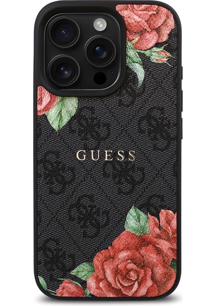 Apple iPhone 16 Pro Kılıf Guess Lisanslı Magsafe Şarj Özellikli Gül Baskılı 4g Desenli Yazı Logolu Siyah fiyatları