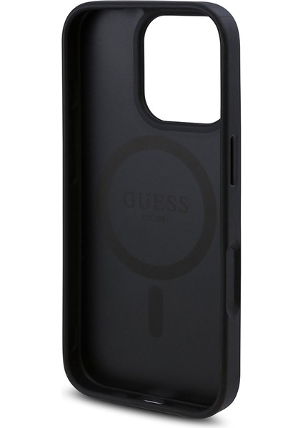 Apple iPhone 16 Pro Kılıf Guess Lisanslı Magsafe Şarj Özellikli Gül Baskılı 4g Desenli Yazı Logolu Siyah indirimleri