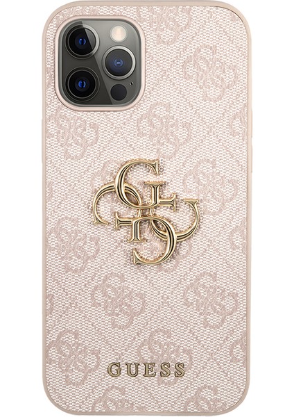 Apple iPhone 12 Pro Max Kılıf Guess Orjinal Lisanslı Pu Deri Büyük Metal Logo Dizaynlı Kapak Pembe fiyatları