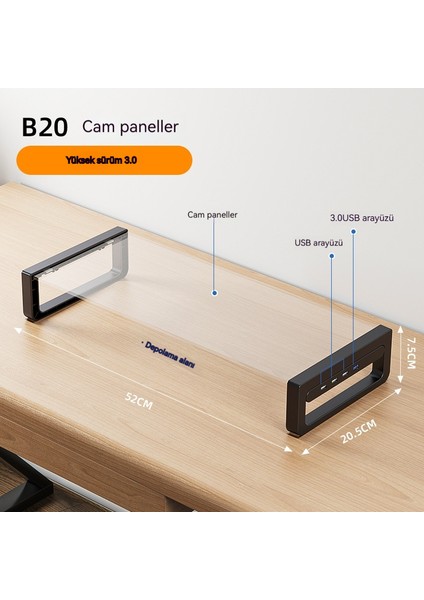 Dizüstü Bilgisayar Standı Monitör Yükseltilmiş Raf Masaüstü Depolama Rafı Çok Fonksiyonlu Yerleştirme (Yurt Dışından)