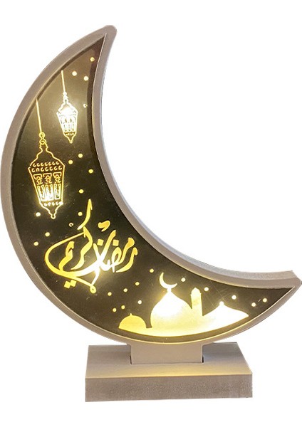 LED Ay Süsleri Ahşap Dekorasyon Yaratıcı Masif Ahşap Gece Işığı (Yurt Dışından)