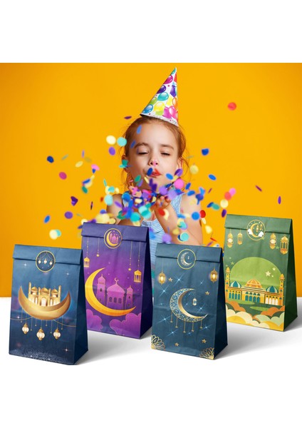 Ay Festivali Festival Ambalaj Kağıt Torbaları Kraft Kağıt Hediye Torbaları Dört Renk 12 (Yurt Dışından)