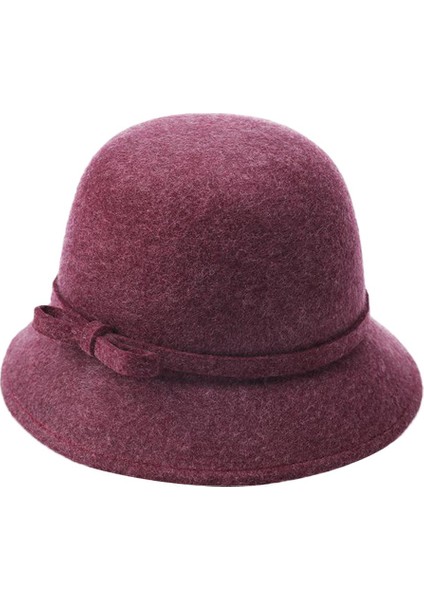 Yün Karışımı Cloche Kış Sı Fötr Bordo (Yurt Dışından)