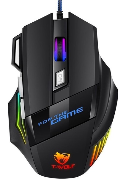 Thunder Wolf M1 Oyun Faresi E-Spor Kablolu Fare 7d Işıltılı Rgb Parlama USB Fare Masaüstü (Yurt Dışından)