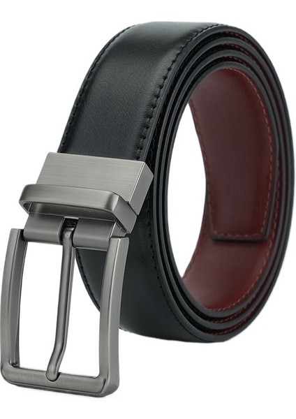 Erkek Hakiki Deri Kemer Döner Pin Tokalı Sığır Derisi Kemer (Yurt Dışından)