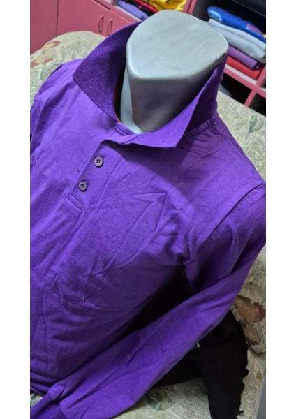 Tshırt Polo Yaka Uzunkol Menekşerenk modelleri