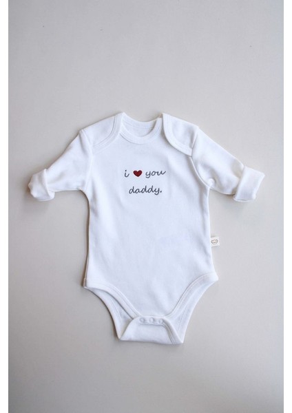 Dad Nakışlı Uzun Kollu Body