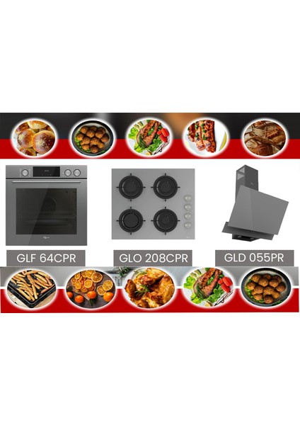 Steamart Gri Ankastre Set Buhar Destekli (Glo 208CPR-GLD 055PR-GLF 64CPR)