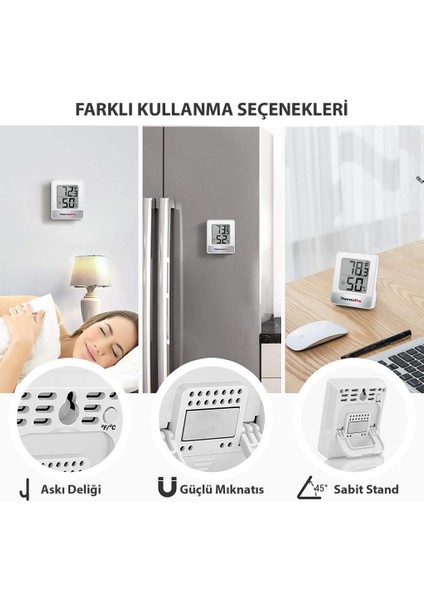 TP49W Mini Iç Mekan Dijital Isı ve Nem Ölçer Termometre