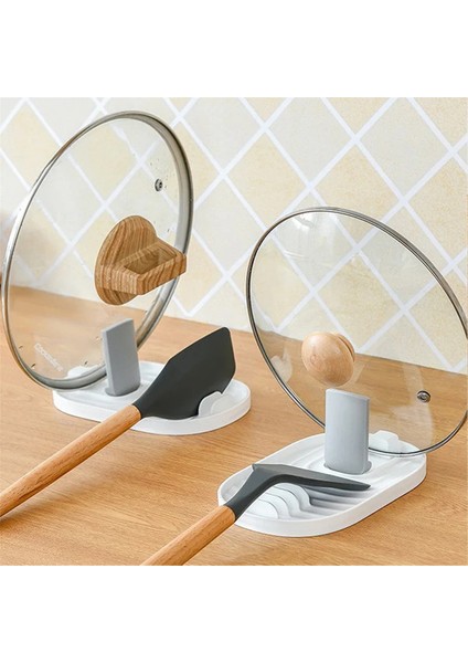 Katlanabilir Tencere Kapağı Rafı, Spatula Rafı, Entegre Depolama Rafı, Mavi (Yurt Dışından)