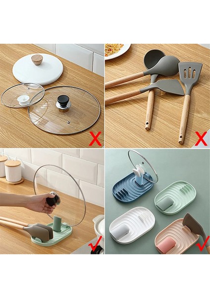 Katlanabilir Tencere Kapağı Rafı, Spatula Rafı, Entegre Depolama Rafı, Mavi (Yurt Dışından)