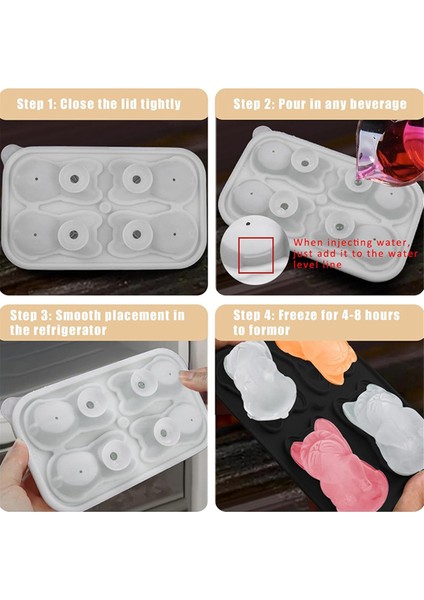 Kapaklı Buz Küpü Tepsisi - 3D Fransız Bulldog, 2 Inç Buz Küpü Kalıpları, B (Yurt Dışından) indirimleri