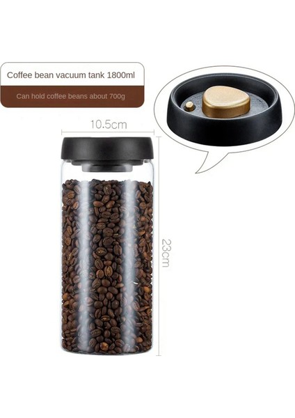 Vakumlu Sızdırmaz Sürahi Kahve Çekirdekleri Cam Hava Geçirmez Kutu 1800ML (Yurt Dışından) fiyatları