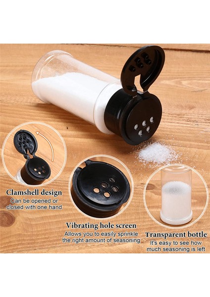50 Adet Plastik Baharat Kavanozları Shaker Kapaklı Baharat Kapları Siyah (Yurt Dışından) indirimleri