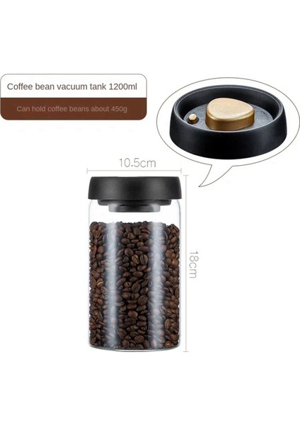 Vakumlu Sızdırmaz Sürahi Kahve Çekirdekleri Cam Hava Geçirmez Kutu 1200ML (Yurt Dışından)