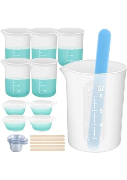 Reçine Silikon Ölçüm Kabı Alet Takımı - Silikon Karıştırma Çubuğu Pipeti (Yurt Dışından)
