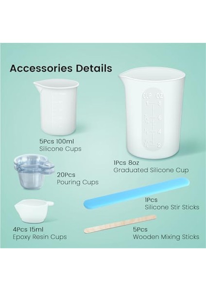 Reçine Silikon Ölçüm Kabı Alet Takımı - Silikon Karıştırma Çubuğu Pipeti (Yurt Dışından)