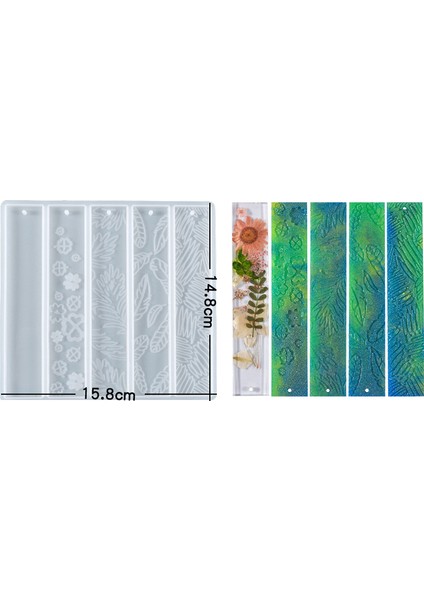 Epoksi Reçine Silikon Kalıp Ithal Yapraklı Kitap Ayracı Beşli Silikon Kalıp HB60215-0021